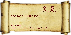Kaincz Rufina névjegykártya